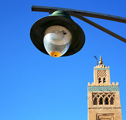 Image showing history in maroc africa  minaret religion and the blue     sky