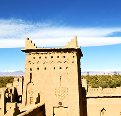 Image showing brown old construction in africa morocco and red leather near th