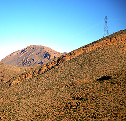 Image showing valley in   africa morocco the atlas dry mountain ground isolate