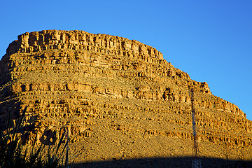 Image showing in   africa morocco the atlas valley electrical line high  