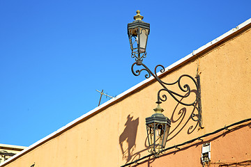 Image showing  street lamp in morocco africa broken glass