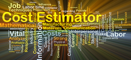 Image showing Cost estimator background concept glowing