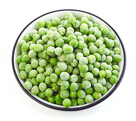 Image showing bowl of frozen green peas