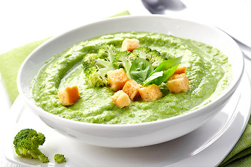 Image showing broccoli and green peas soup