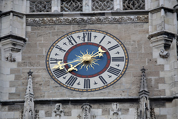 Image showing The clock on town hall at Marienplatz in Munich, Germany