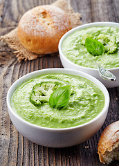 Image showing broccoli and green peas soup