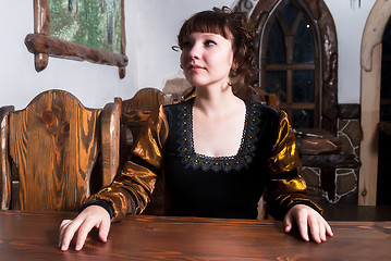 Image showing Attractive woman in dress of retro baroque style