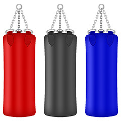 Image showing Set of Colorful Boxing Bags