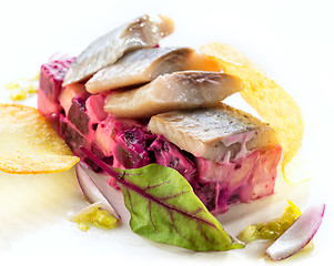 Image showing salad with salted herring