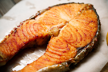 Image showing Salmon fillet grilled 