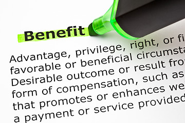 Image showing Benefit Definition