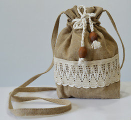 Image showing Handmade flax purse