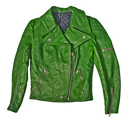 Image showing Green leather jacket