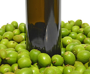 Image showing Green young walnuts