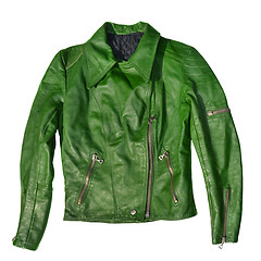 Image showing Green leather jacket