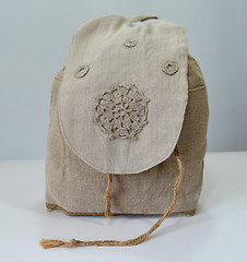 Image showing Handmade flax backpack