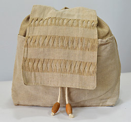 Image showing Handmade flax backpack