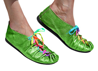 Image showing Ladies fun green shoes