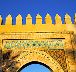 Image showing morocco arch in africa old construction street  the blue sky