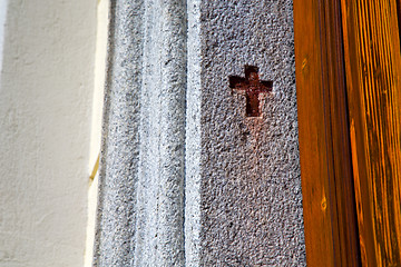 Image showing wall milan  in italy old   church concrete  wood