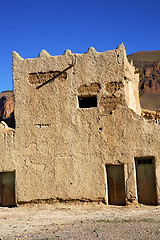 Image showing hill africa in morocco  contruction      village brick wall