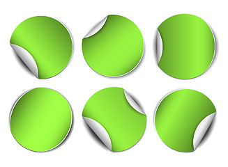 Image showing Set of green round promotional stickers.