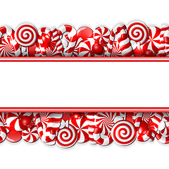 Image showing Sweet banner with red and white candies. 