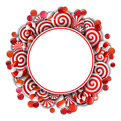 Image showing Frame with red and white  candies.
