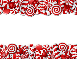 Image showing Frame made of red and white candies