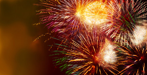 Image showing bright sparkling multicolor fireworks