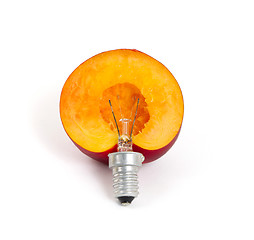 Image showing Nectarine lightbulb, concept of green energy