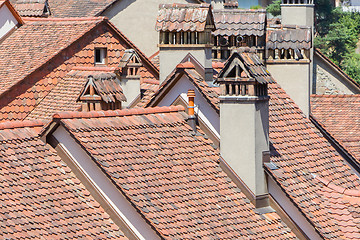 Image showing Looking over old rooftops