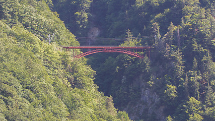 Image showing Swiss Alps metal bridge 