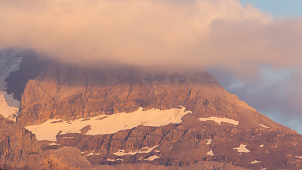 Image showing Mist over the snowy mountains