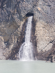 Image showing Waterfall at Lake Dix - Dam Grand Dixence - Switzerland