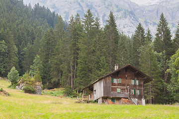 Image showing Typical house in the Swiss alps