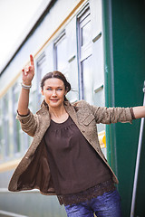 Image showing beautiful middle-aged woman depart on a trip