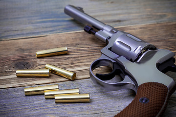 Image showing revolver Nagant with cartridges