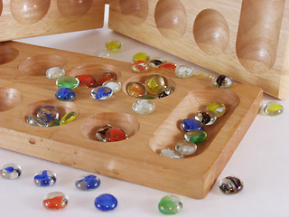 Image showing Two Mancala boards, one standing