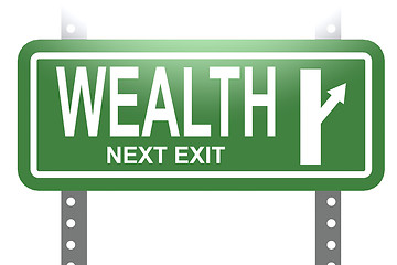 Image showing Wealth green sign board isolated