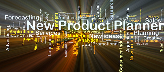 Image showing New product planner background concept glowing