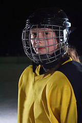 Image showing teen girl  ice hockey player portrait