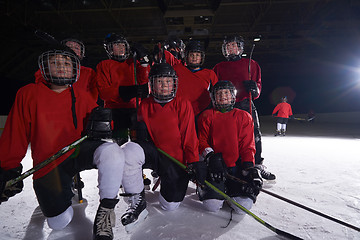 Image showing happy children gropu  hockey team sport players