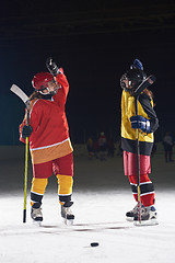 Image showing teen girls ice hockey players portrait