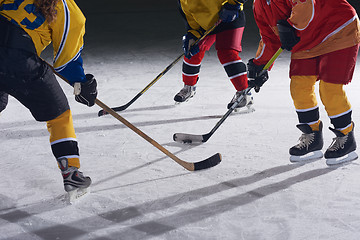 Image showing teen ice hockey sport  players in action