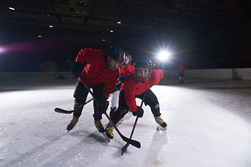 Image showing happy children gropu  hockey team sport players