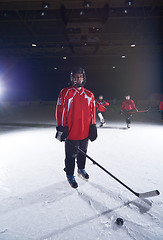 Image showing teen girl  ice hockey player portrait