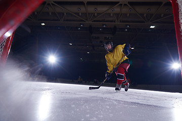 Image showing teen ice hockey player in action