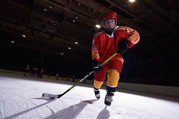 Image showing teen ice hockey player in action