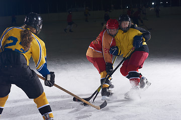 Image showing teen ice hockey sport  players in action